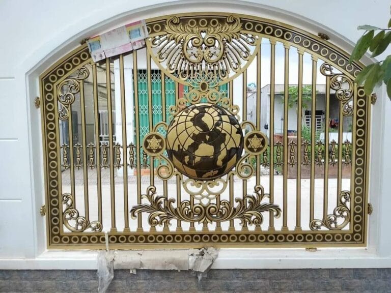 Bông gió nhôm đúc hình vòm gắn tường, hoa văn quả địa cầu